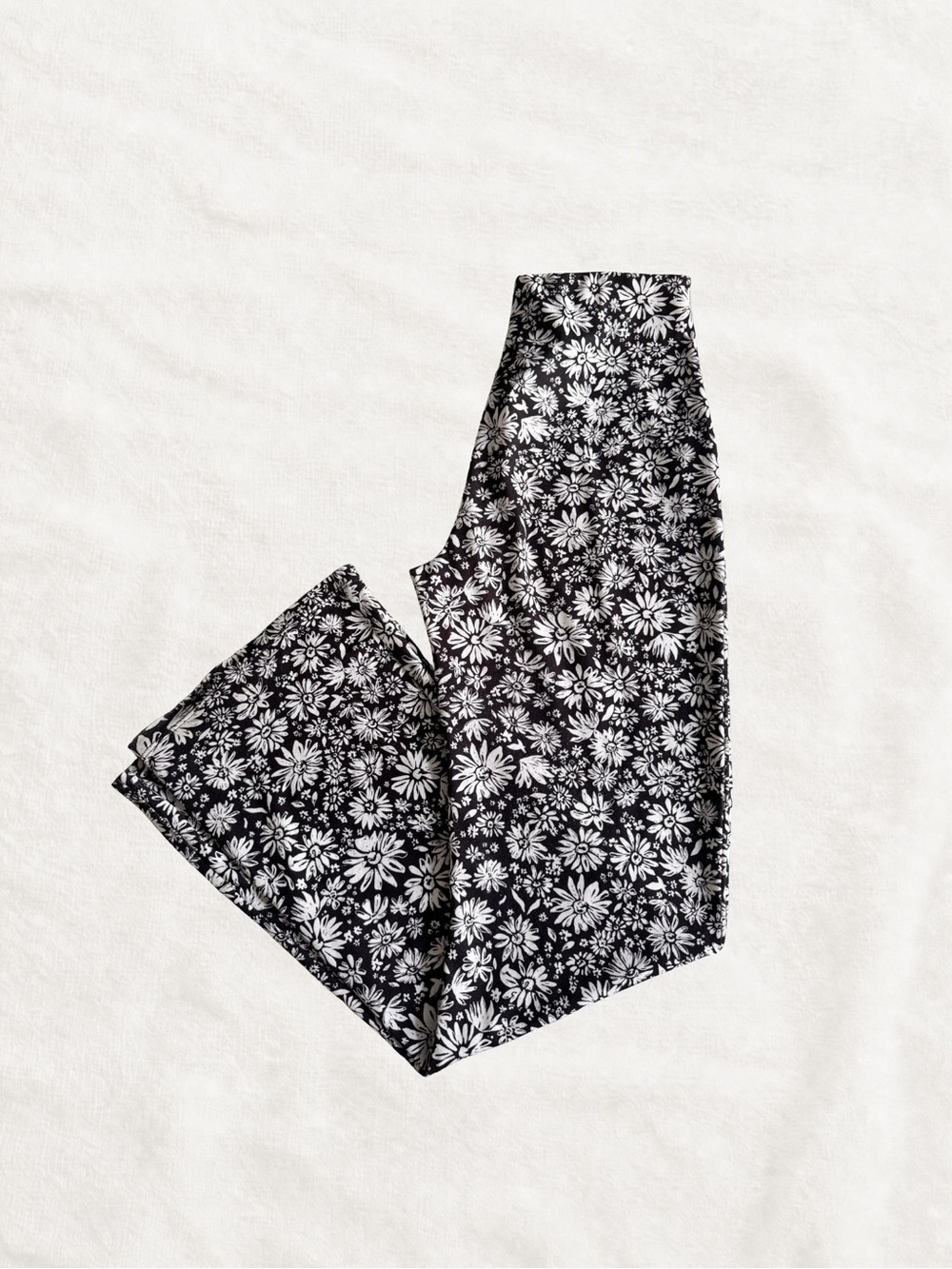 Bershka Black and White Floral Wide-Leg Pants